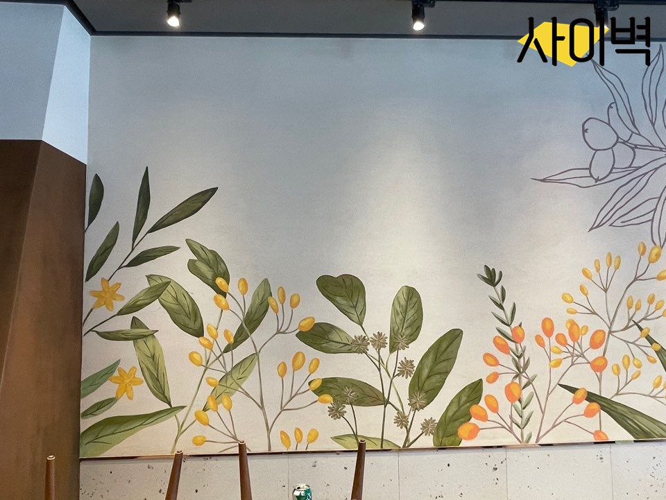 커피빈 명동점 벽화 시공 사진 8